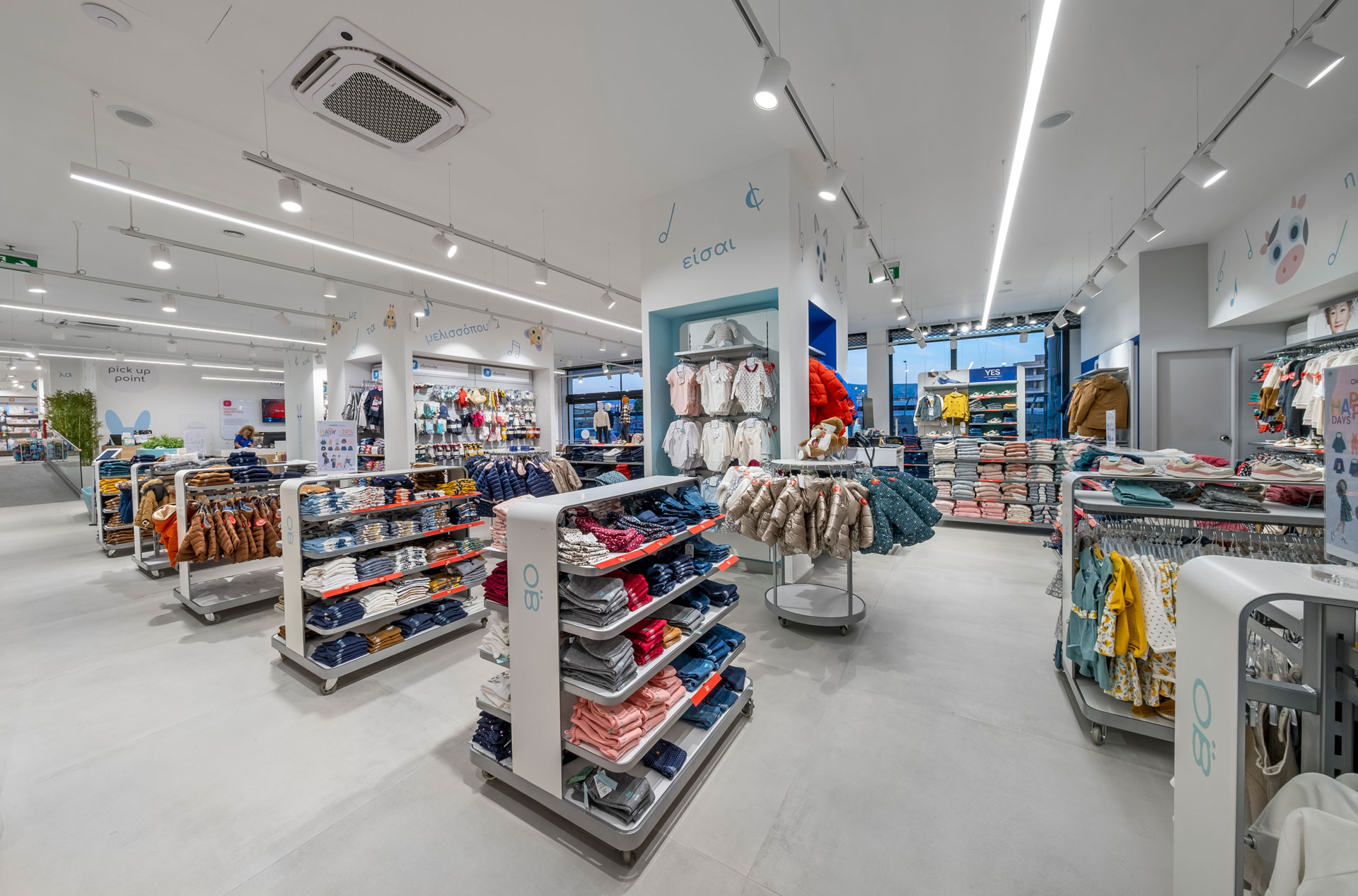 Leto Nursery Stores retail project by STIRIXIS Group showing Athens store open floor with toy display and ride-on vehicles section