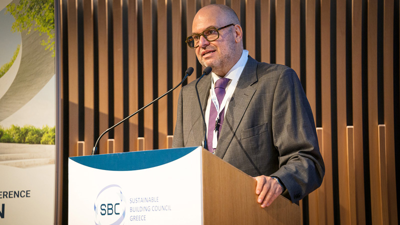 Alex Athanassoulas CEO of STIRIXIS Group and President of SBC Greece speaking at the 2025 Annual Sustainability Conference in Athens