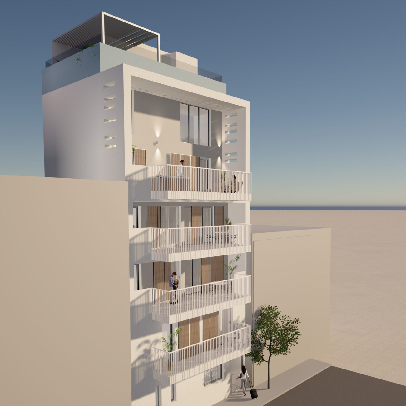 Urban Harmony residential project by STIRIXIS Group showing multi-unit building exterior with modern white facade and balconies