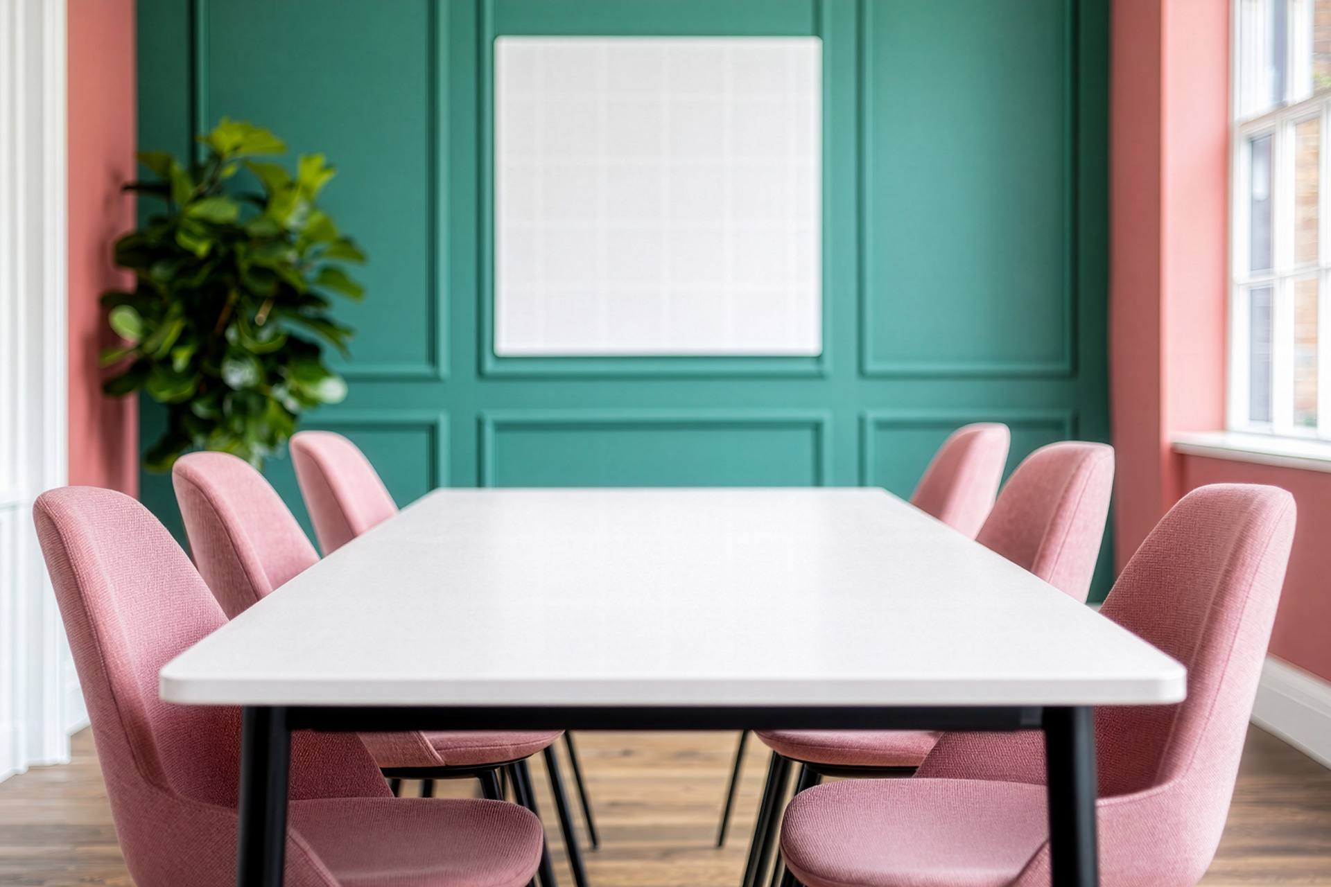 White meeting room environment designed by STIRIXIS Group illustrating how aesthetics shapes behaviour and business performance