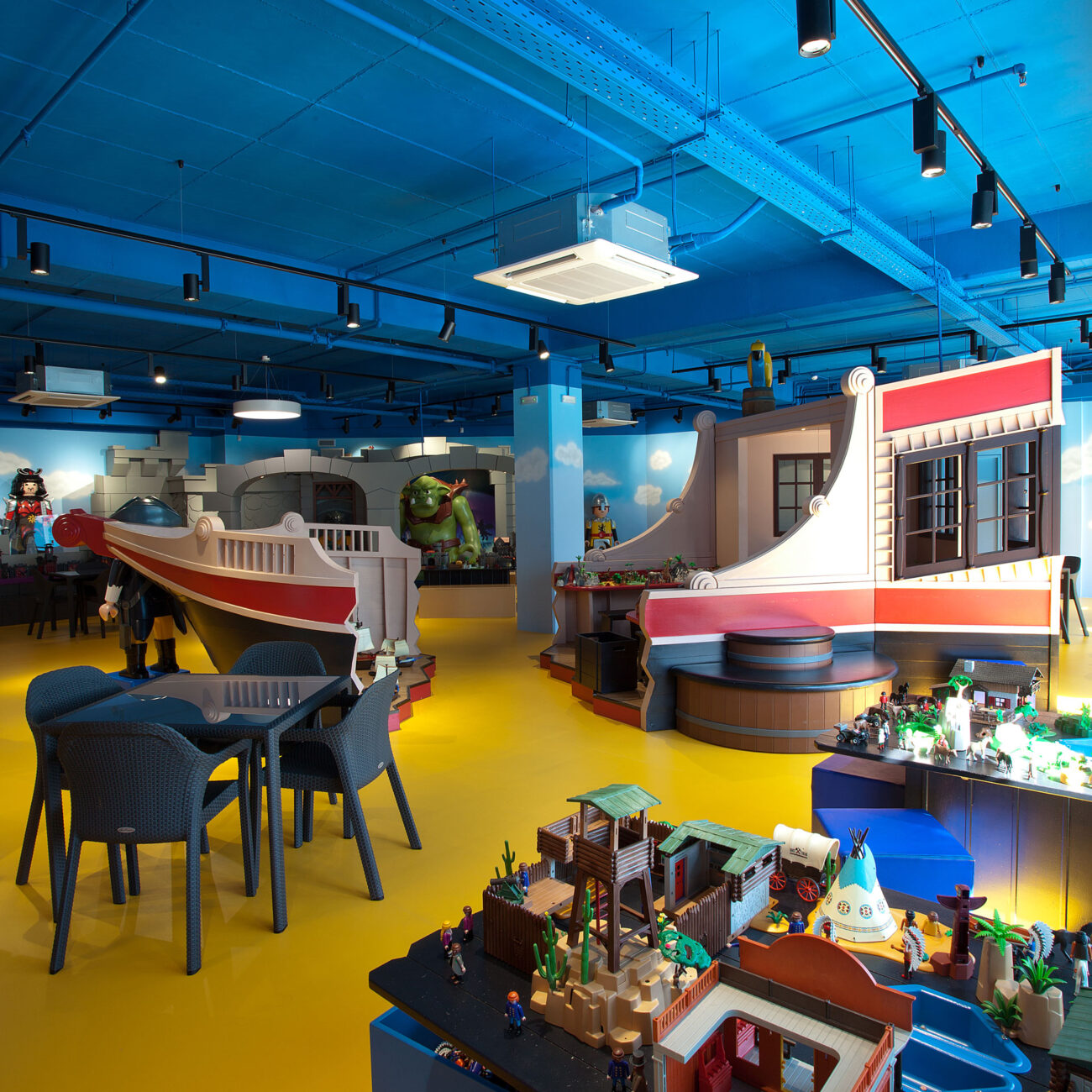 Playmobil Hellas retail project by STIRIXIS Group showing pirate themed play area with large character set and immersive store environment
